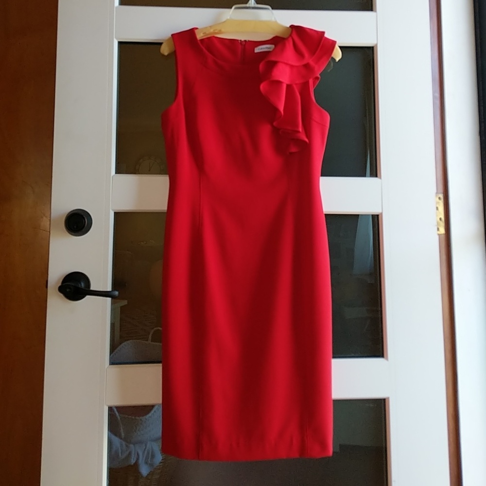 ▪️Sz 6 CALVIN KLEIN red sleeveless dress▪️